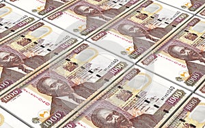 Kenyan shillings bills stacks background. photo