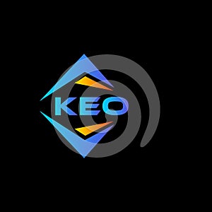 KEO abstract technology logo design on Black background. KEO creative initials letter logo concept