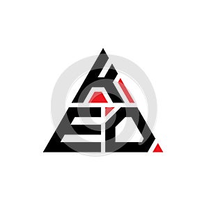 KEO triangle letter logo design with triangle shape. KEO triangle logo design monogram. KEO triangle vector logo template with red