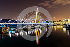 Keppel Bay bridge at night, Singapore