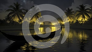 Kerala Backwater Landscape illustration. Kerala Backwater background template.