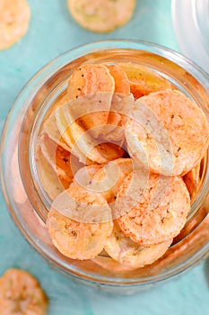 Kerala Banana chips in a glass jar