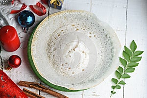 Kerala breakfast food, Appam and mutton stew curry for Christmas celebration India