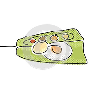 Kerala cooked rice meals also known Oonu and Sadhya or Sadya. Kerala festival onam special food. Lines and dots illustration