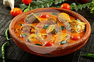 Kerala fish curry in spicy gravy.