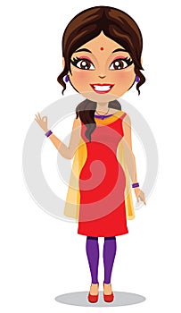 Indian woman wearing a salwar kameez suit - Vector photo