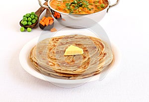 Kerala Paratha Indian Bread with Butter Topping