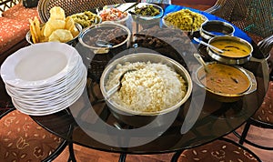Kerala Style food served on a table