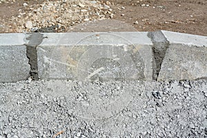 Kerbstone, sidewalk and road construction