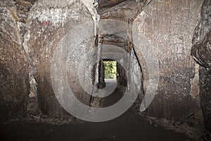 Inside Kercado tumulus in Carnac area photo