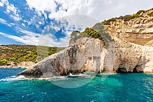 Keri caves and cliff in Zakynthos, Greece. Ionian sea