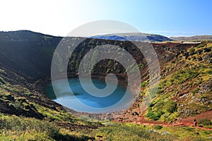 Kerid crater volcanic lake in September