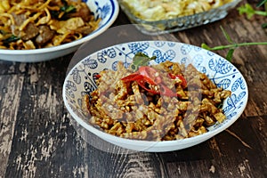 Kering tempe. The popular Indonesian dish of spicy fried tempeh