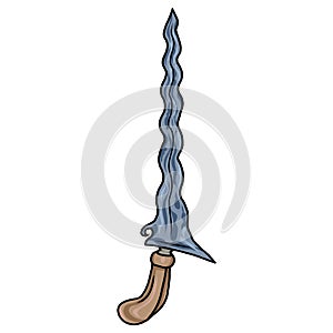 Keris Traditional Weapon Indonesia Drawing Illustration Vector photo