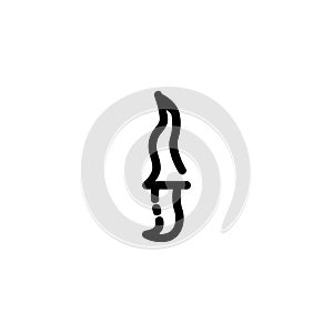 Keris Weapon Monoline Symbol Icon Logo for Graphic Design, UI UX, Game, Android Software, and Website.