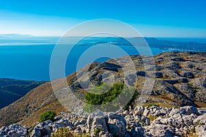 Kerkyra viewed from Mount Pantokrator at Corfu, Greece