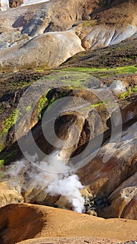 KerlingarfjÃ¶ll geothermal steam in centre of Iceland