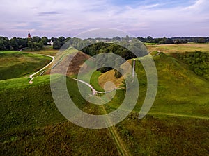 Kernave, historical capital city of Lithuania, aerial top view