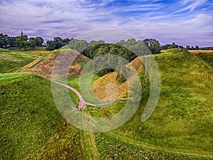 Kernave, historical capital city of Lithuania, aerial top view