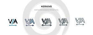 Kerning icon in different style vector illustration. two colored and black kerning vector icons designed in filled, outline, line