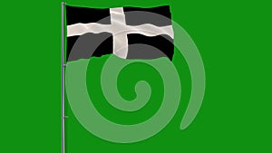 Kernow - Cornwall flag on green chromakey background, 4k footage