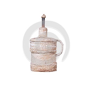 Kerosene lamp decorative with rope isolated on white background , clipping path