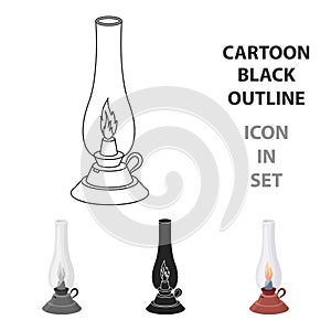 Kerosene lamp icon in cartoon style isolated on white background. Light source symbol stock vector illustration