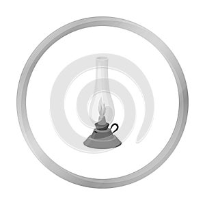 Kerosene lamp icon in monochrome style isolated on white background. Light source symbol stock vector illustration