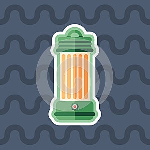 Kerosene lamp sticker flat icon with color background.