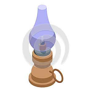 Kerosene lantern icon isometric vector. Old lamp