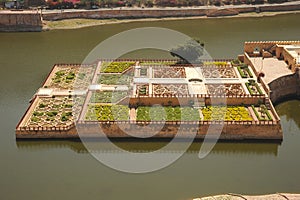 Kesar Kyari Gardens from Amber palace, Jaipur, India.