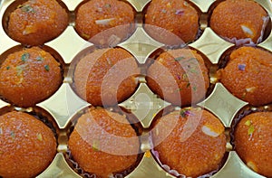 Kesar motichoor laddu sweet dish mithai.