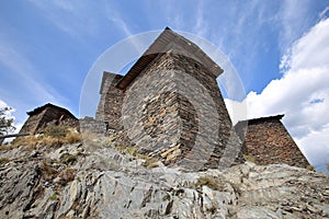 Keselo Fortress Towers in Upper Omalo Village, Tusheti, Georgia