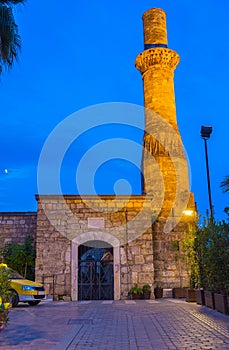 Kesik Minare Mosque in the evening, Antalya, Turkey