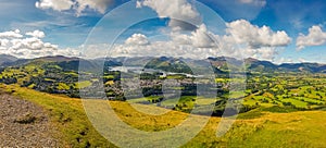 Keswick and lake Derwent Water panorama from Latrigg, Cumbria, U