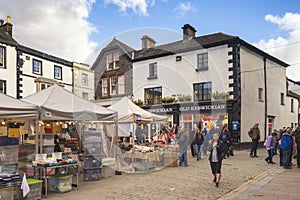 Market stalls in Keswick, Cumbria
