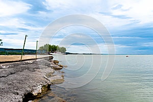 KESZTHELY, HUNGARY - JULY 3, 2020: The pier of Keszthely, Hungary