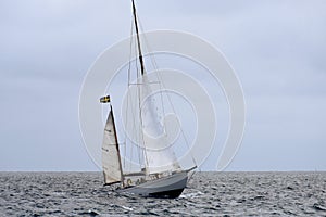 Ketch rigged sailboat.