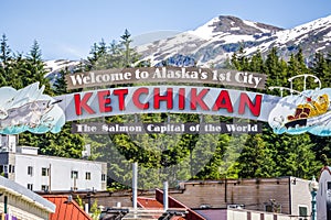 Ketchikan alaska welcome to salmon capital of the world sign