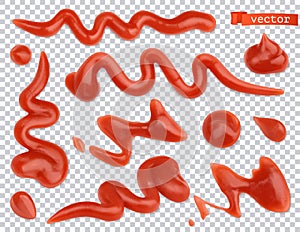 Ketchup flowing. Tomato. Pasta sauce 3d vector realistic set photo