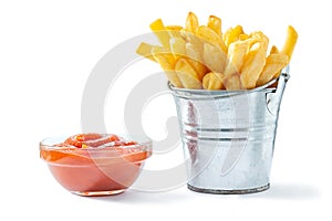 Ketchup And Fries Potato Isolated