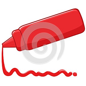 Ketchup spilling from a bottle. Vector illustration photo