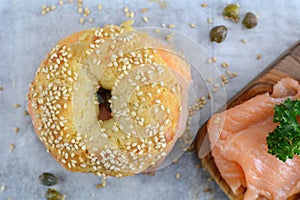 Keto Bagels with Cream Cheese, Smoked Salmon and Capers