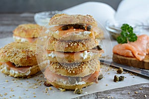 Keto Bagels with Cream Cheese, Smoked Salmon and Capers