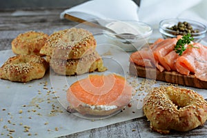 Keto Bagels with Cream Cheese, Smoked Salmon and Capers