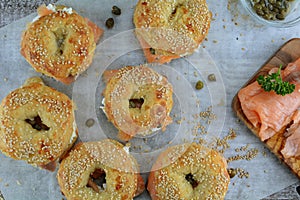 Keto Bagels with Cream Cheese, Smoked Salmon and Capers