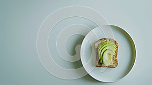 keto bread with avocado, elegantly served on a white plate atop a pristine table against a white wall backdrop