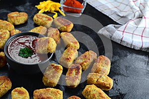 Keto Cauliflower Tater Tots with Sugar-Free Ketchup - an entire recipe preparation with instructions and photos of the final dish