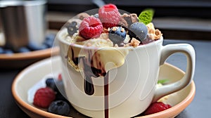 Keto dessert in a cup. Selective focus.