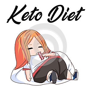 Keto diet - Fat Girl sits on couch and try keto diet